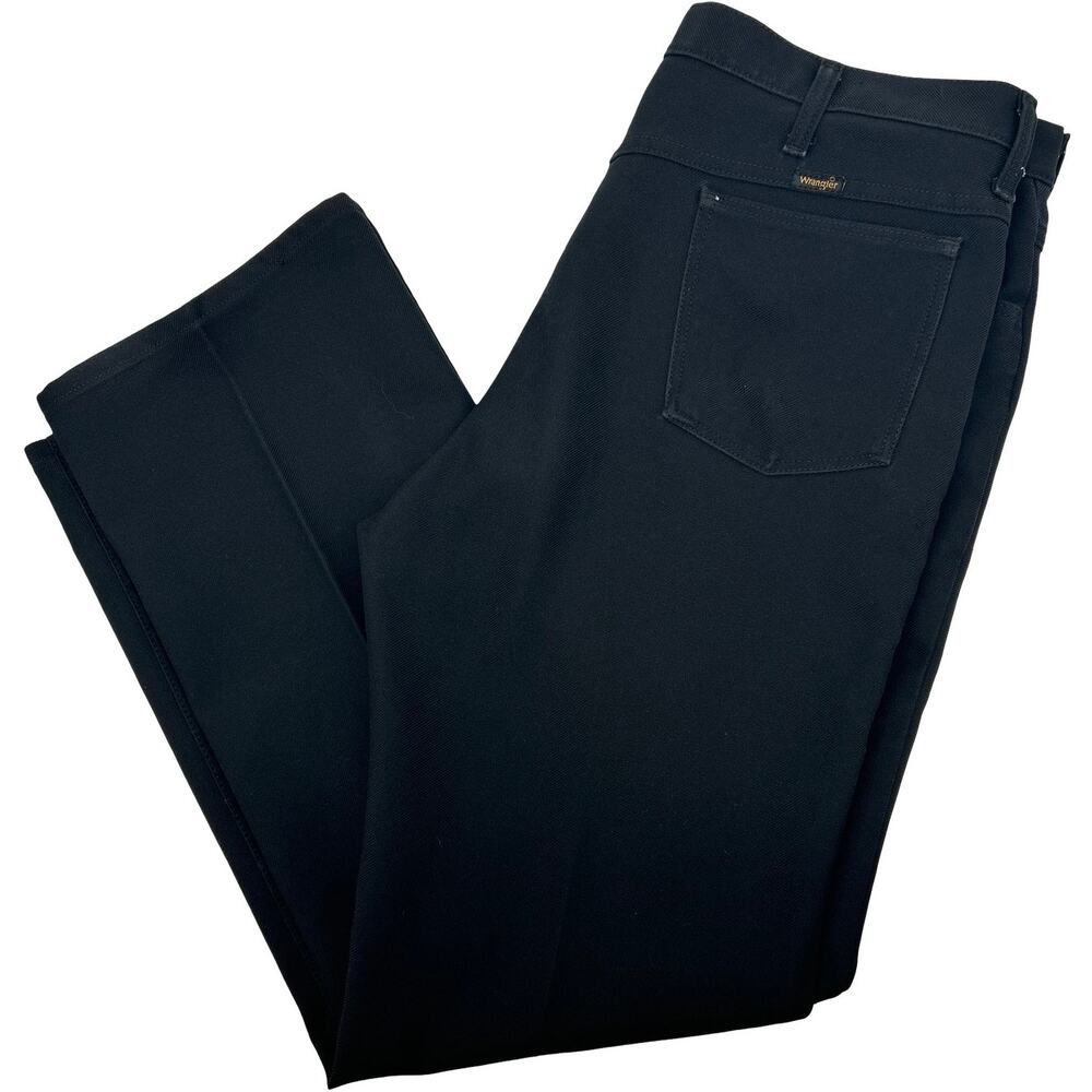 Vintage Men's Black Wrangler Cowboy Western Straight Leg Rancher Pants Sz 38x31
